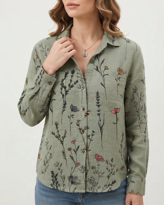 BLUSA BOTANICA CON BOTTONI DA DONNA