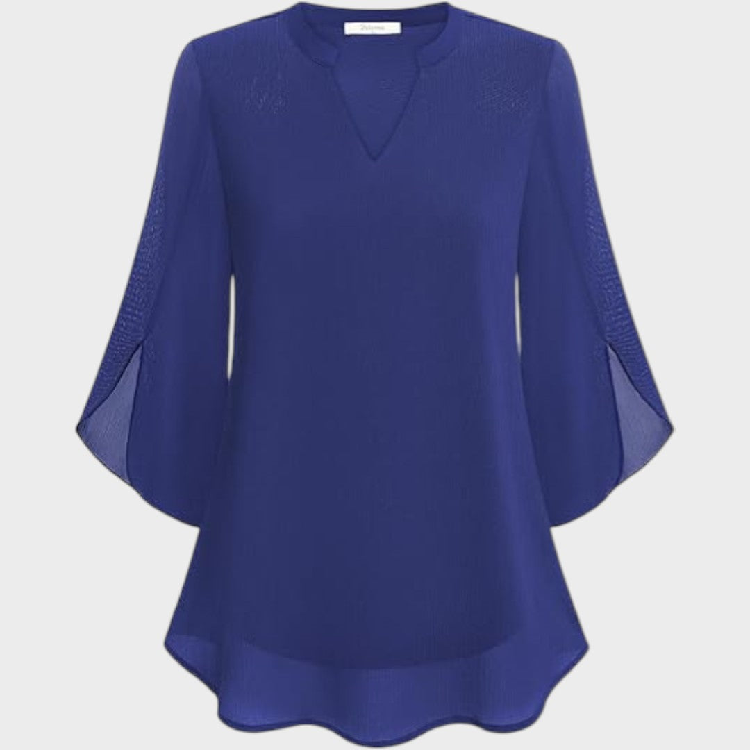 ELENA – BLUSA ELEGANTE CON COLLO A V E ASPETTO ARIALE