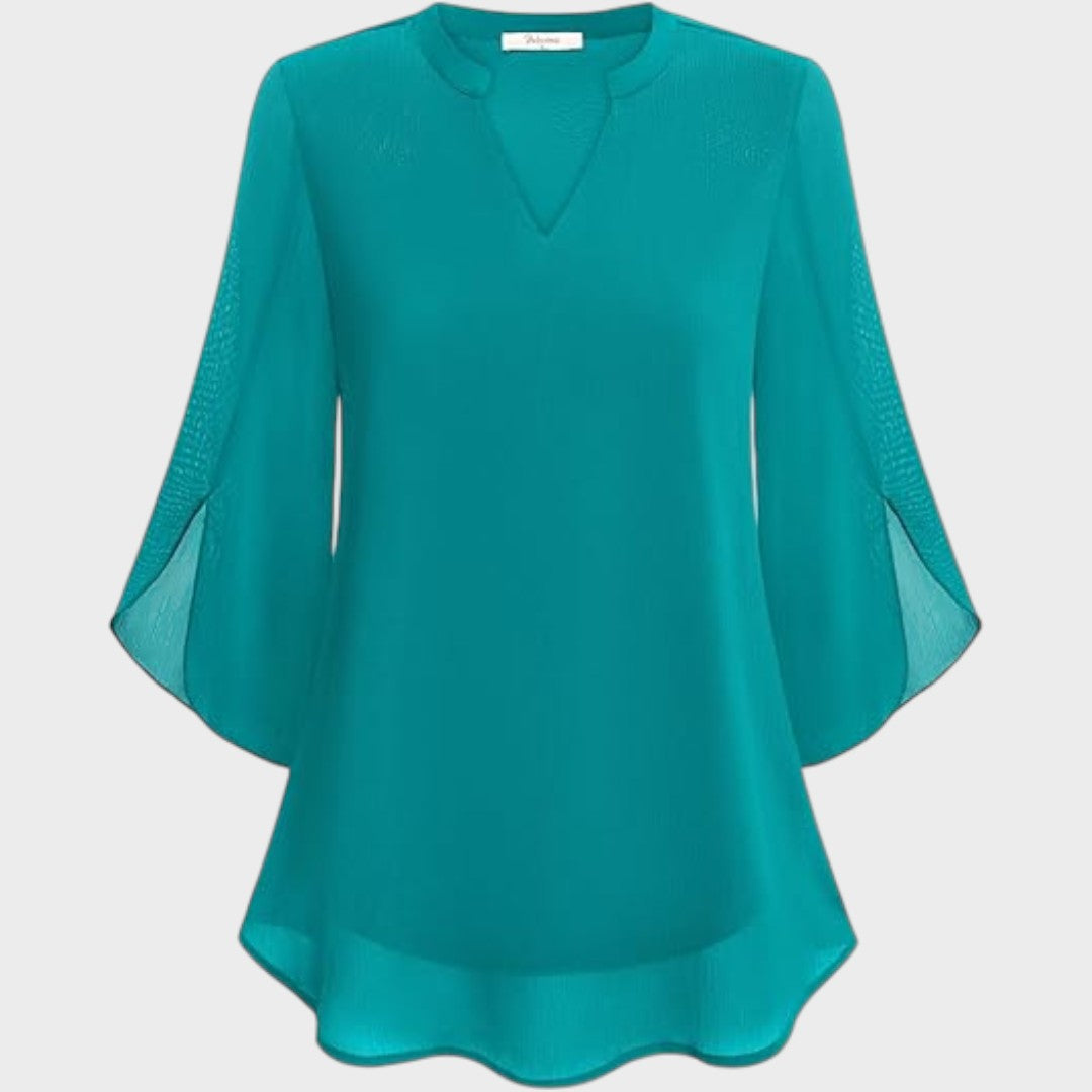 ELENA – BLUSA ELEGANTE CON COLLO A V E ASPETTO ARIALE