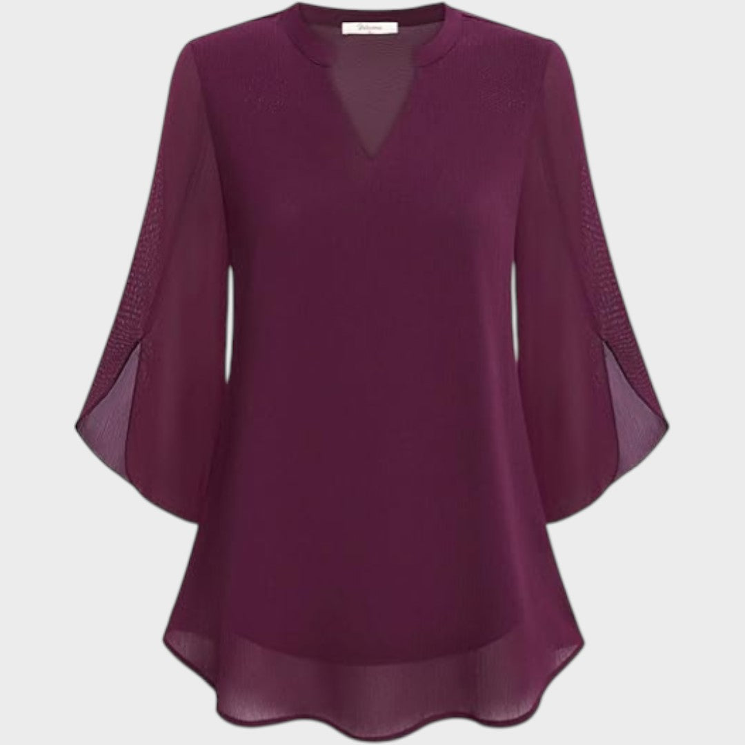 ELENA – BLUSA ELEGANTE CON COLLO A V E ASPETTO ARIALE