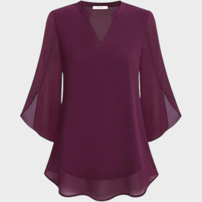 ELENA – BLUSA ELEGANTE CON COLLO A V E ASPETTO ARIALE