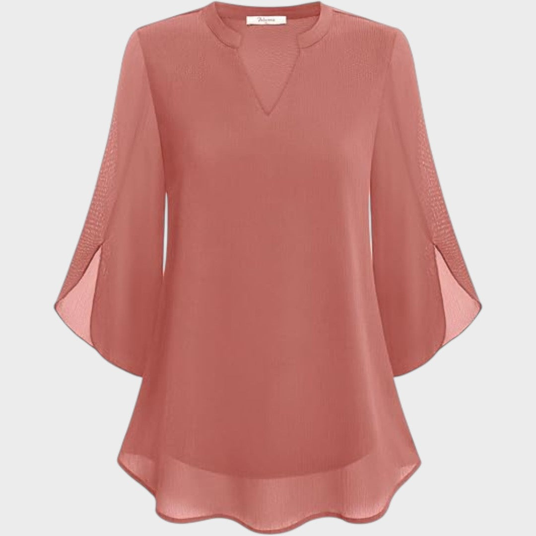 ELENA – BLUSA ELEGANTE CON COLLO A V E ASPETTO ARIALE