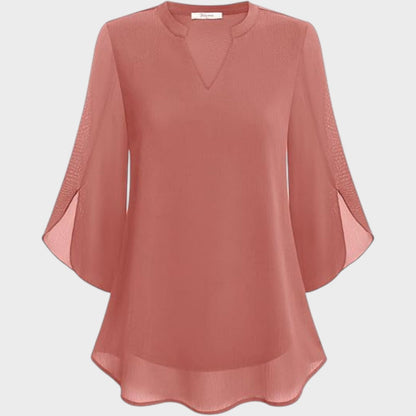 ELENA – BLUSA ELEGANTE CON COLLO A V E ASPETTO ARIALE