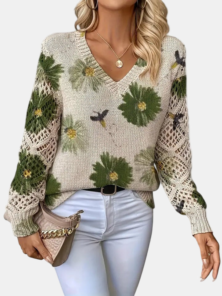 ANNELIESE – MAGLIONE A FIORI IN MAGLIA