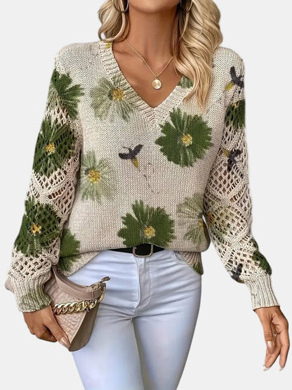 ANNELIESE – MAGLIONE A FIORI IN MAGLIA