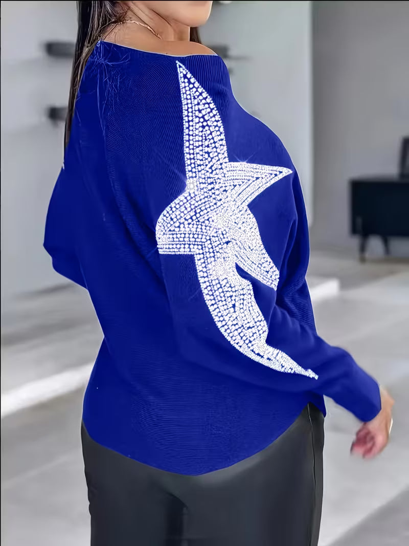Doralissea - Elegante Maglione a Maniche Lunghe con Stampa Stellare