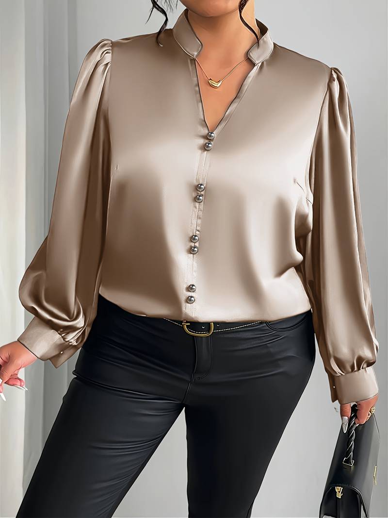 Thaliravelle - Blusa Elegante con Maniche a Palloncino e Scollatura a V