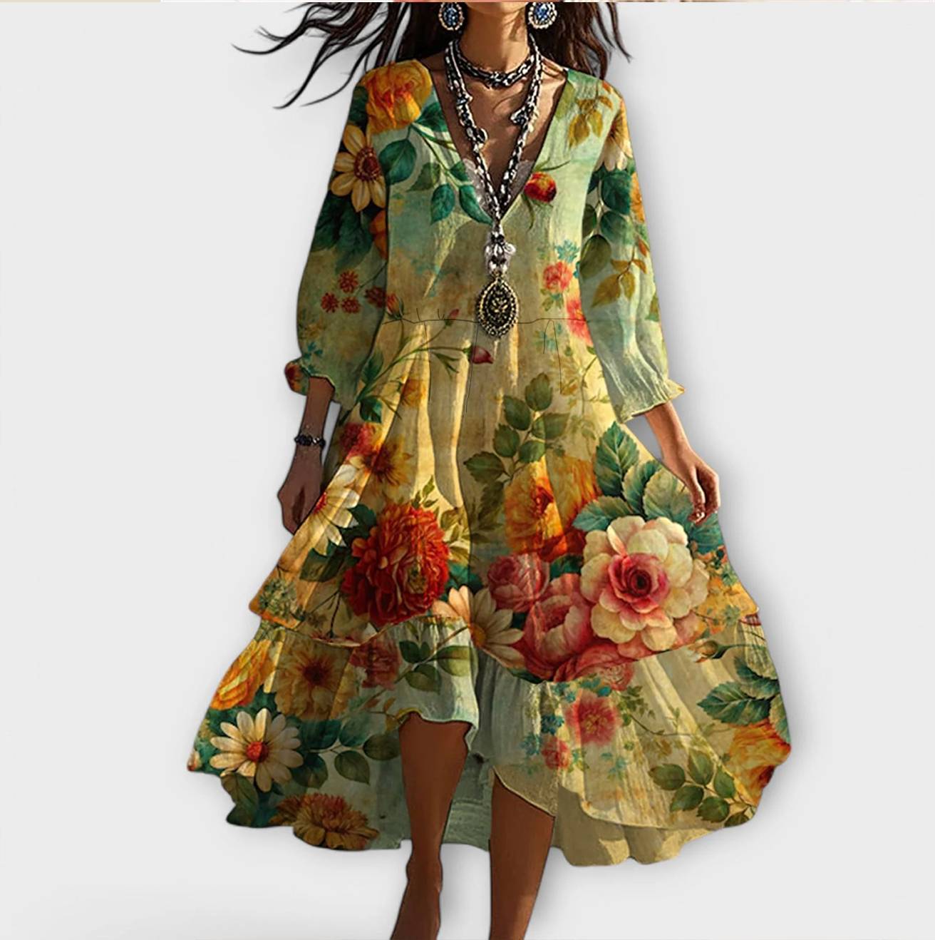 LAZI – ABITO BOHO CON FIORI HI-LOW