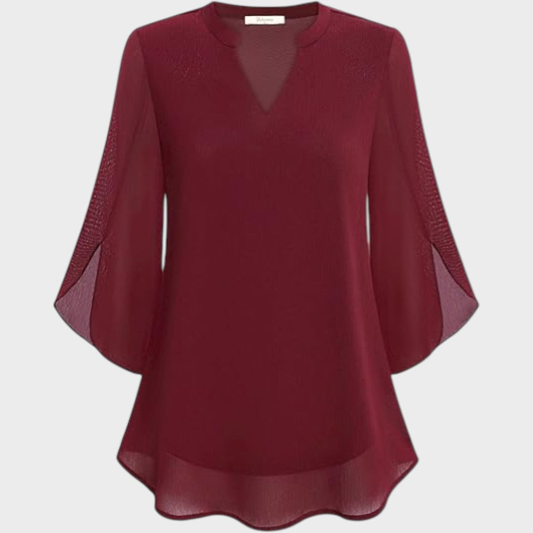 ELENA – BLUSA ELEGANTE CON COLLO A V E ASPETTO ARIALE