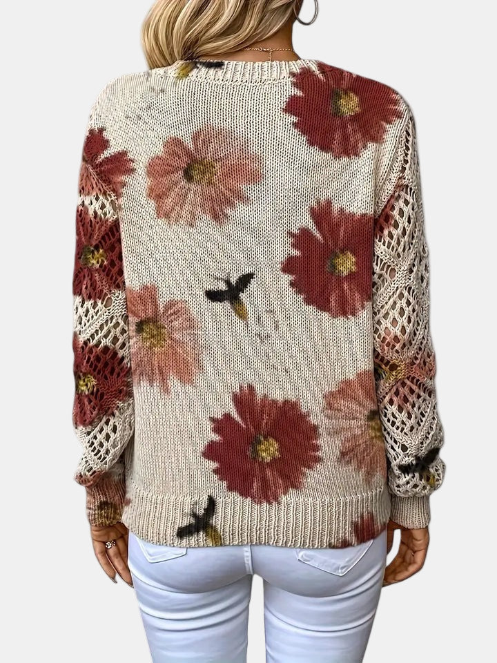 ANNELIESE – MAGLIONE A FIORI IN MAGLIA