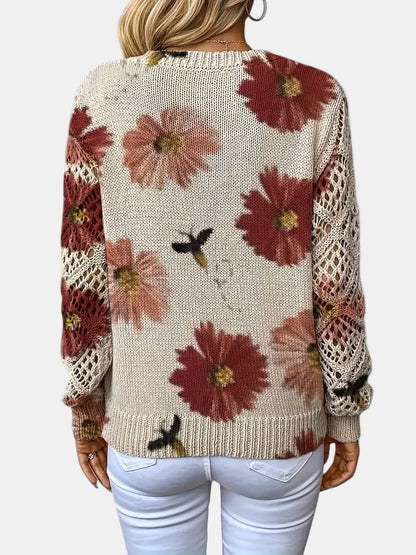 ANNELIESE – MAGLIONE A FIORI IN MAGLIA