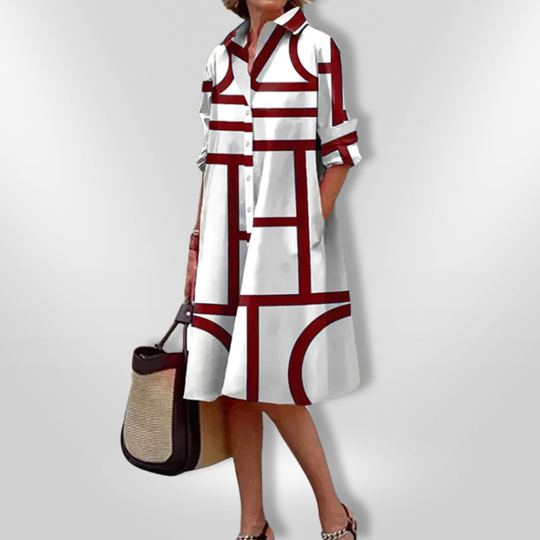 Christel™ | Abito Midi con Motivo Geometrico