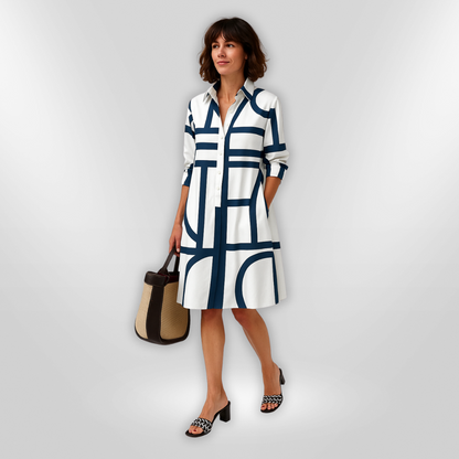 Christel™ | Abito Midi con Motivo Geometrico
