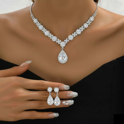 Gwenelivra - Set di gioielli Elegante in Zirconia Blu Profondo