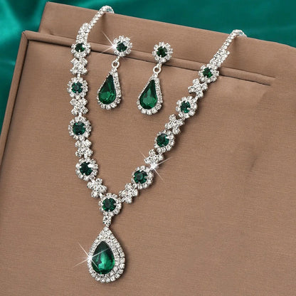 Gwenelivra - Set di gioielli Elegante in Zirconia Blu Profondo