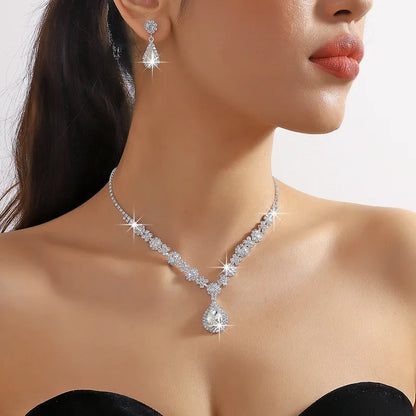 Gwenelivra - Set di gioielli Elegante in Zirconia Blu Profondo