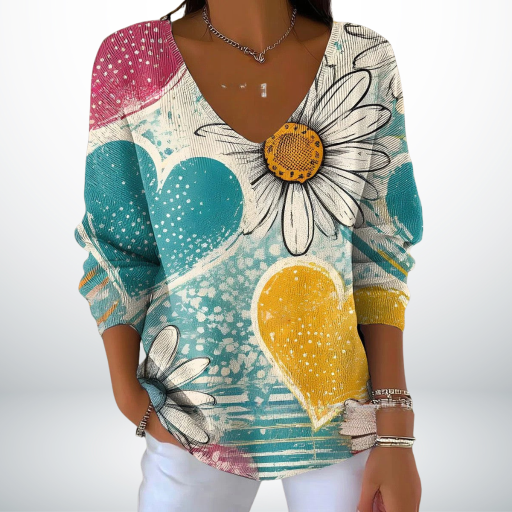 Evelien – Maglione a V Collo Fino