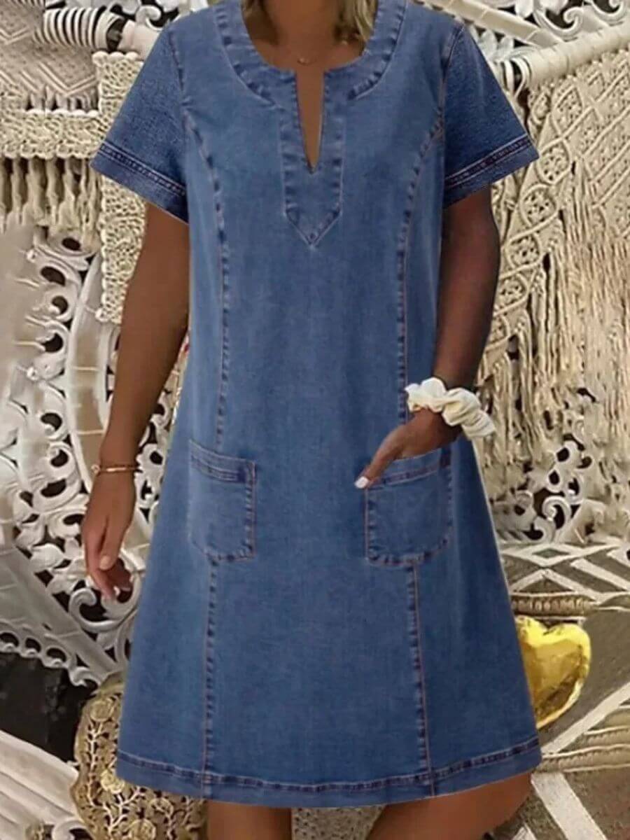 Barbara™ | Abito in denim estivo con scollo a V