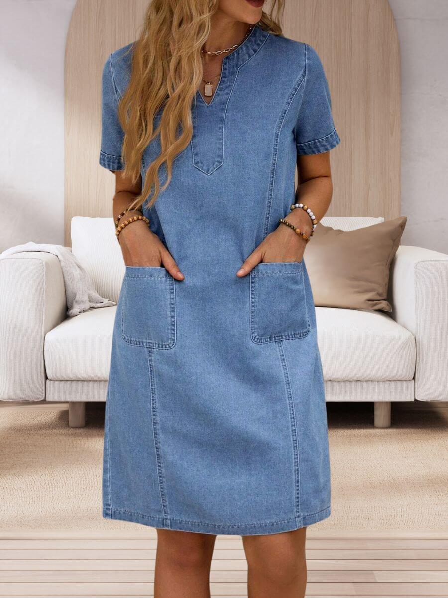 Barbara™ | Abito in denim estivo con scollo a V