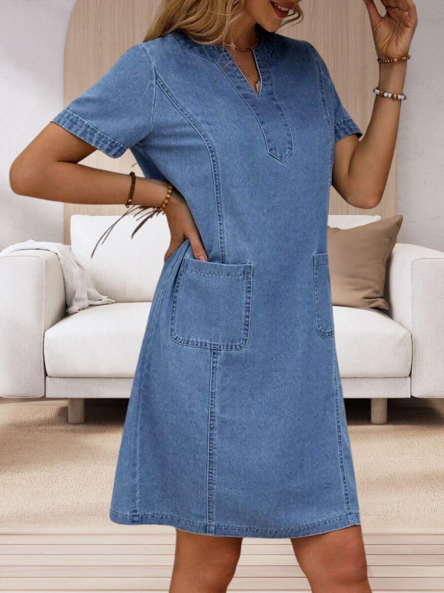 Barbara™ | Abito in denim estivo con scollo a V