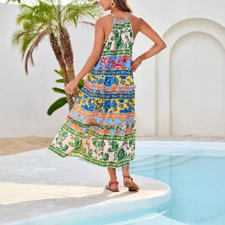LAYLA – ABITO MAXI HALTER BOHO BLOOM