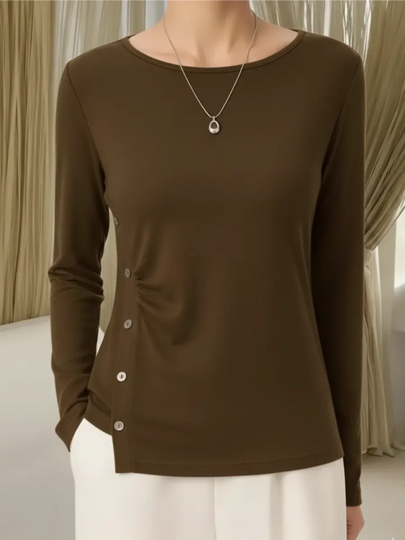 Isalynne - Top in Maglia Morbida con Dettagli di Bottone
