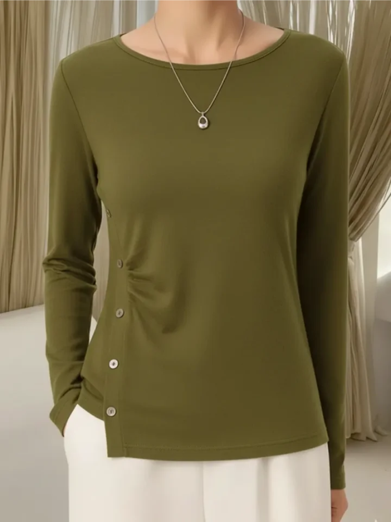 Isalynne - Top in Maglia Morbida con Dettagli di Bottone