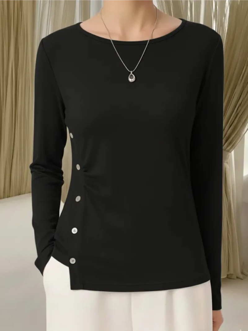 Isalynne - Top in Maglia Morbida con Dettagli di Bottone