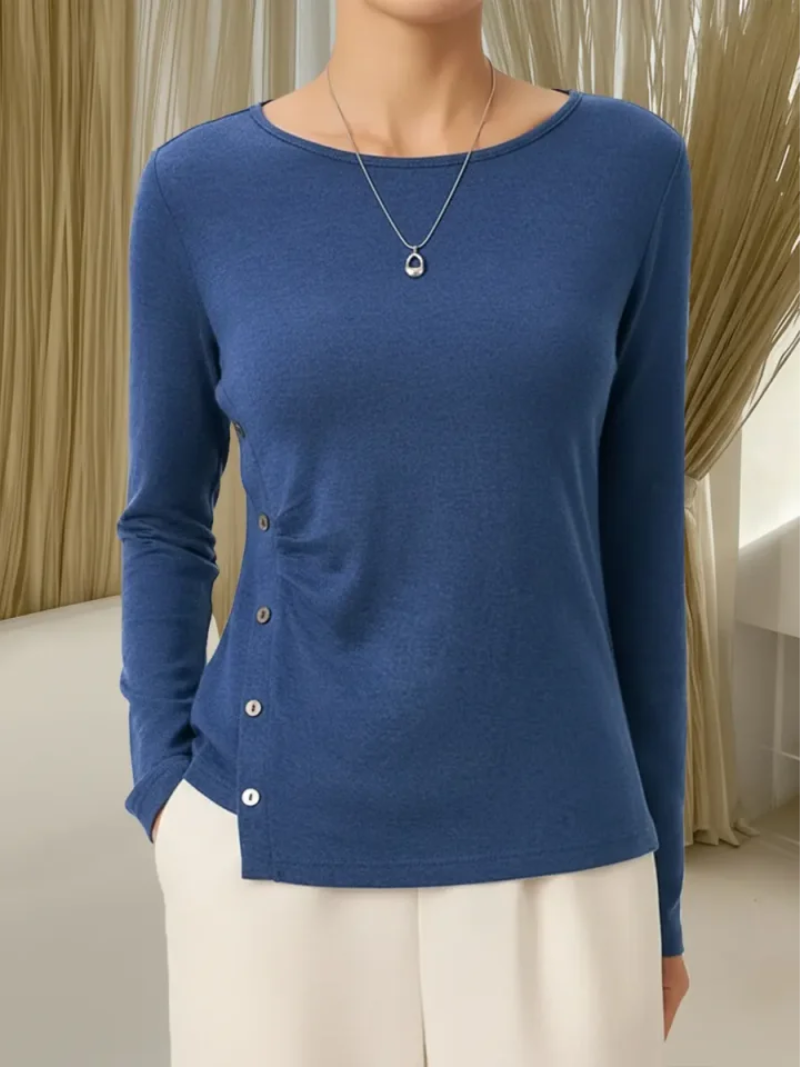 Isalynne - Top in Maglia Morbida con Dettagli di Bottone