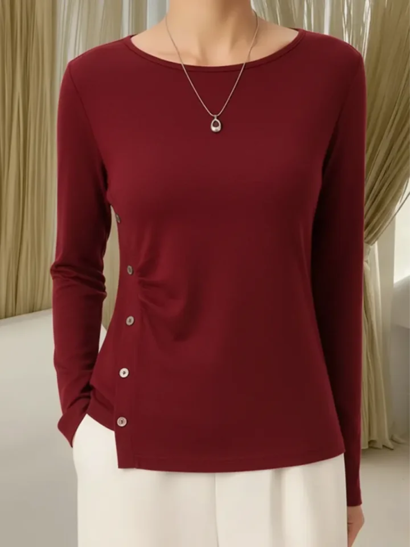 Isalynne - Top in Maglia Morbida con Dettagli di Bottone