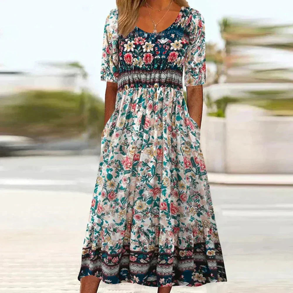 Maartje™ | Abito Midi Bohemien con Stampa Etnica