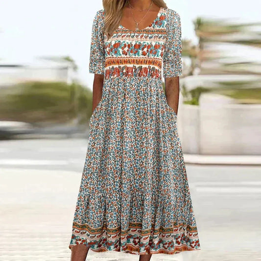 Maartje™ | Abito Midi Bohemien con Stampa Etnica