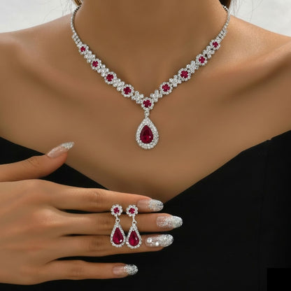 Gwenelivra - Set di gioielli Elegante in Zirconia Blu Profondo