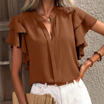 Amira™ | Blusa elegante con morbide rouches doppie