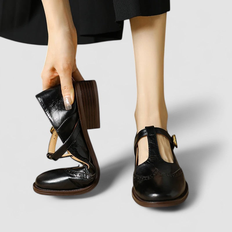 NICOLE – SCARPE IN PELLE VINTAGE A T-STRAP