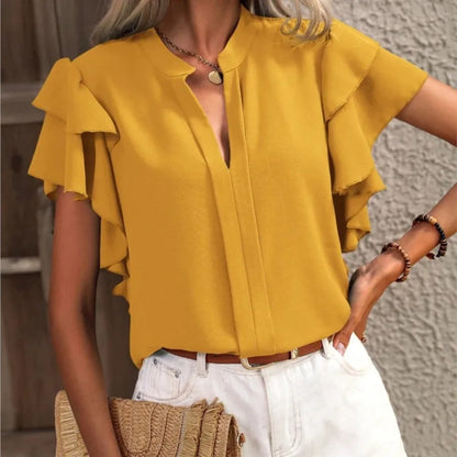 Amira™ | Blusa elegante con morbide rouches doppie