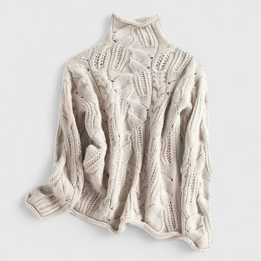 SABINE – MAGLIONE IN MAGLIA FINE CON PATRONI A TRECCIA