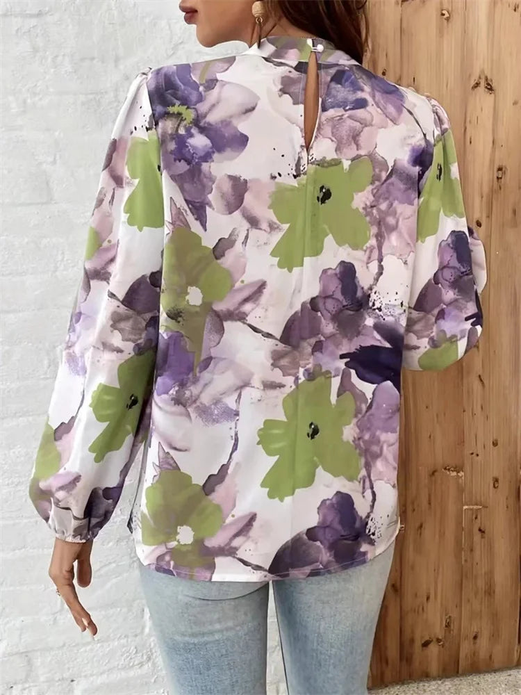 Lani™ | Elegante blusa con stampa floreale ad acquerello