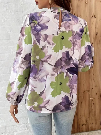 Lani™ | Elegante blusa con stampa floreale ad acquerello