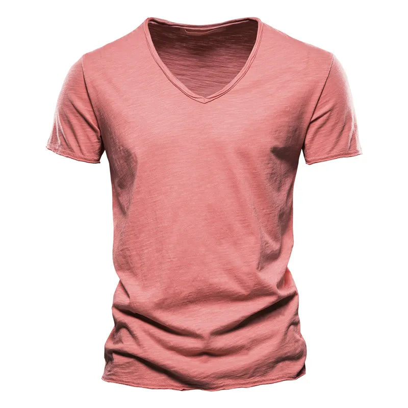 Léon™ | T-Shirt Uomo Base con Scollatura a V Profonda