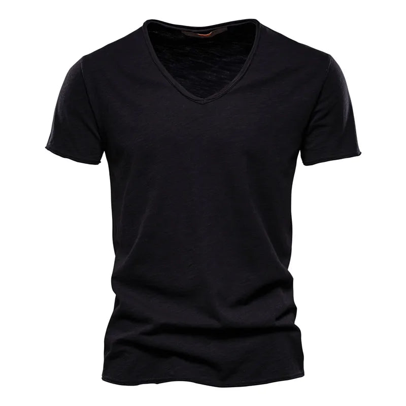Léon™ | T-Shirt Uomo Base con Scollatura a V Profonda