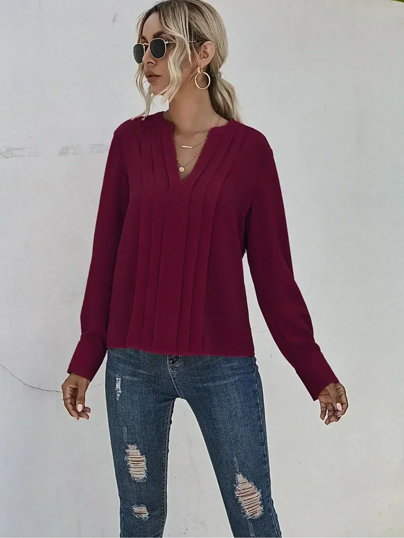 Seona™ | Blusa elegante con pieghe raffinate