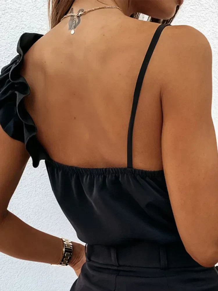Sorelle™ | Elegante top monospalla con ruches giocose