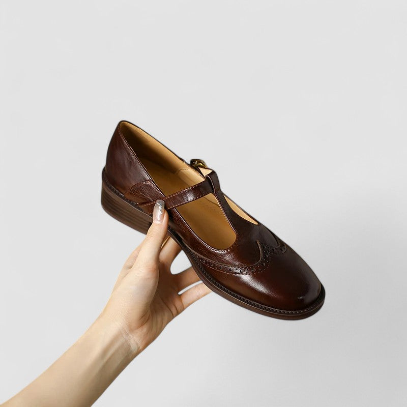 NICOLE – SCARPE IN PELLE VINTAGE A T-STRAP