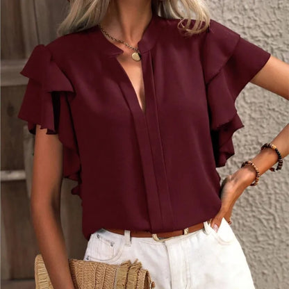 Amira™ | Blusa elegante con morbide rouches doppie