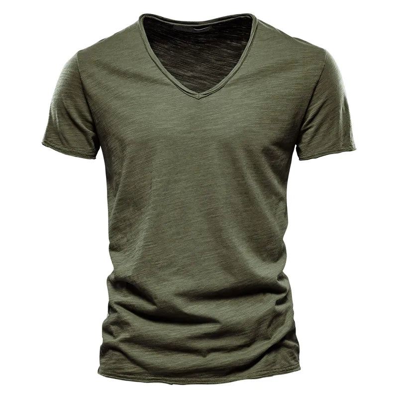 Léon™ | T-Shirt Uomo Base con Scollatura a V Profonda