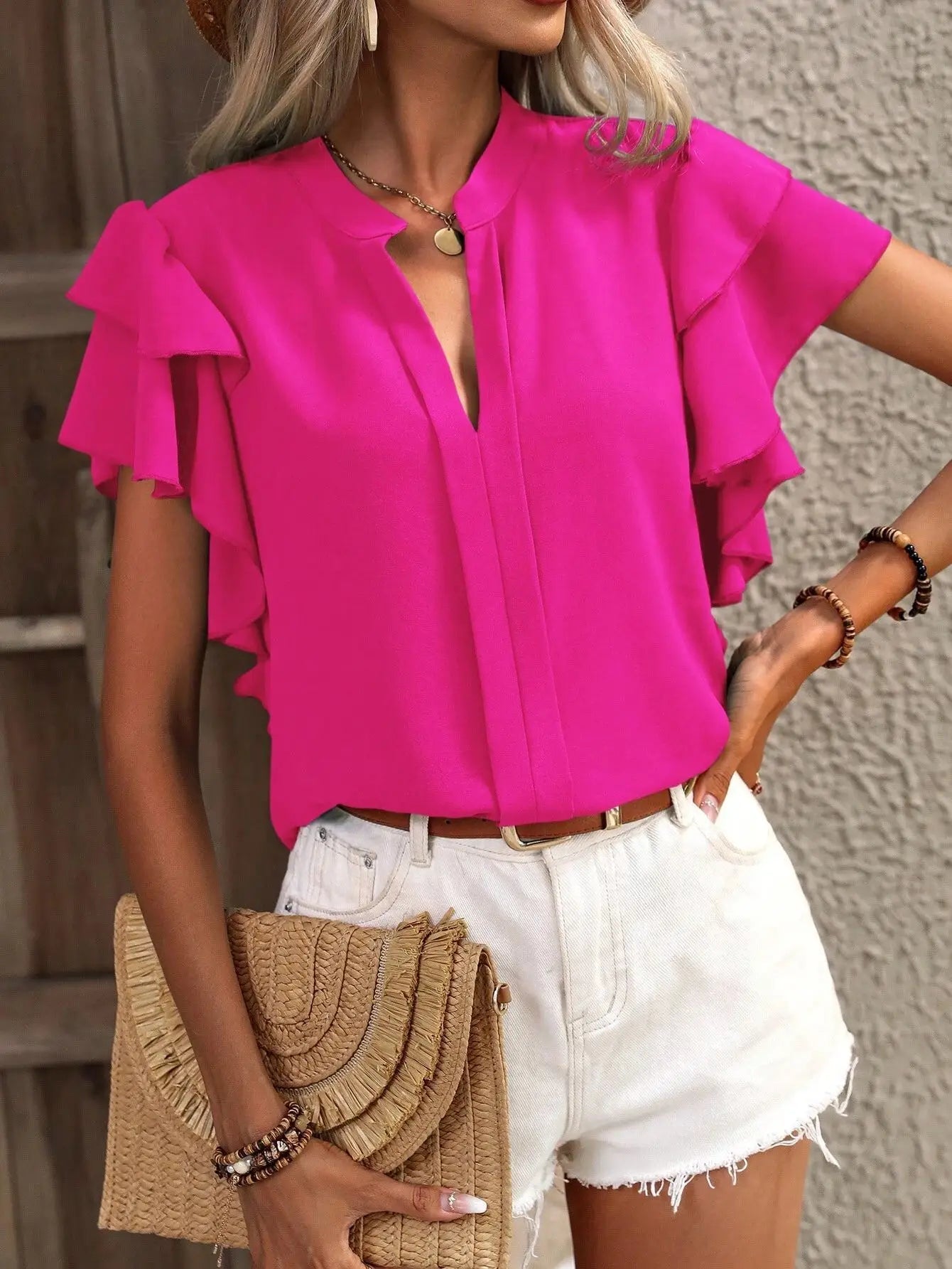 Amira™ | Blusa elegante con morbide rouches doppie