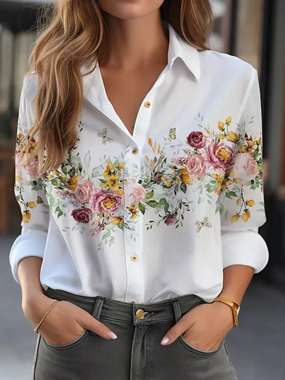 Regine™ | Elegante blusa con stampa floreale