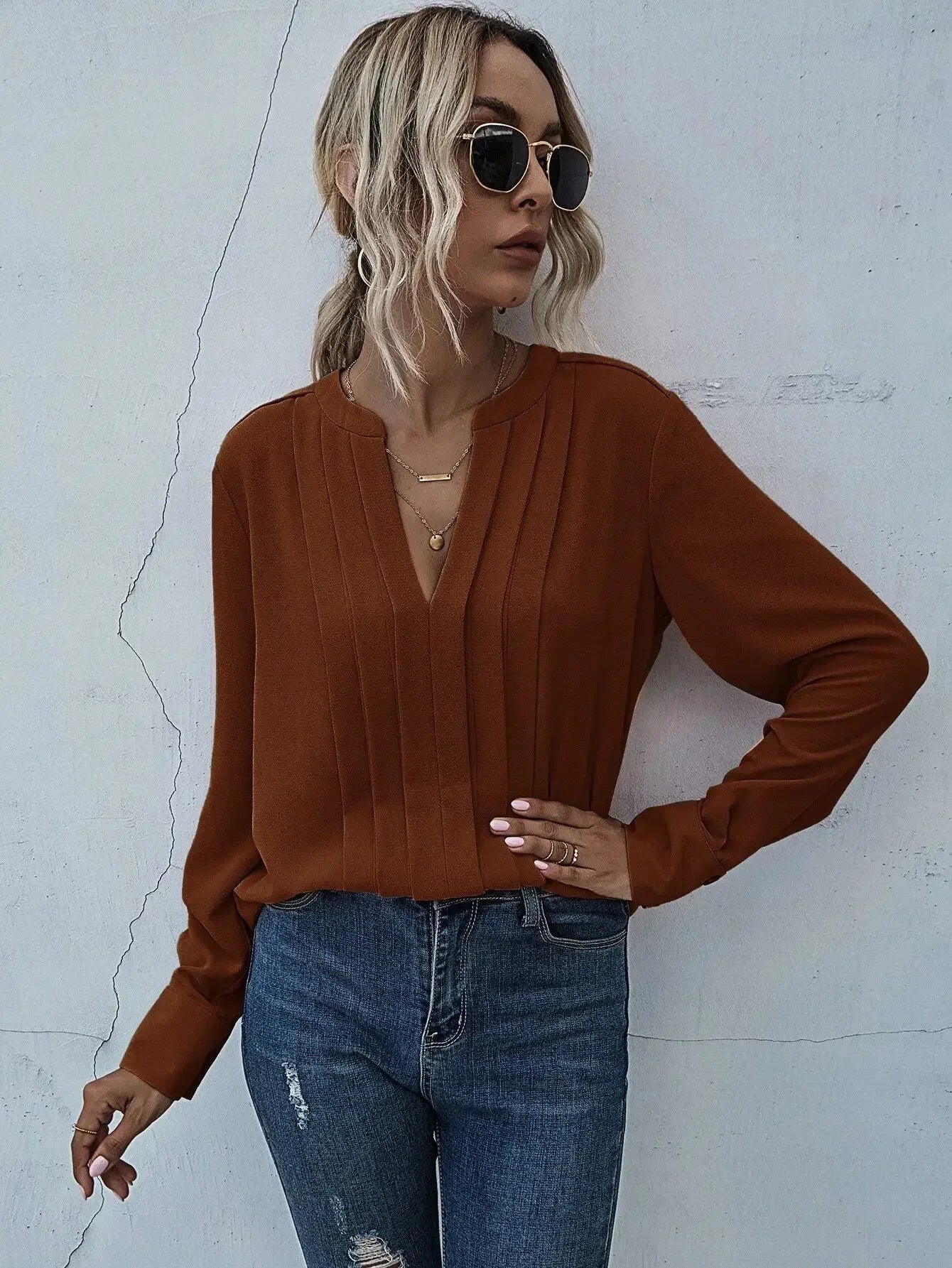 Seona™ | Blusa elegante con pieghe raffinate