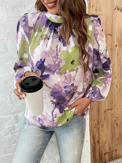 Lani™ | Elegante blusa con stampa floreale ad acquerello
